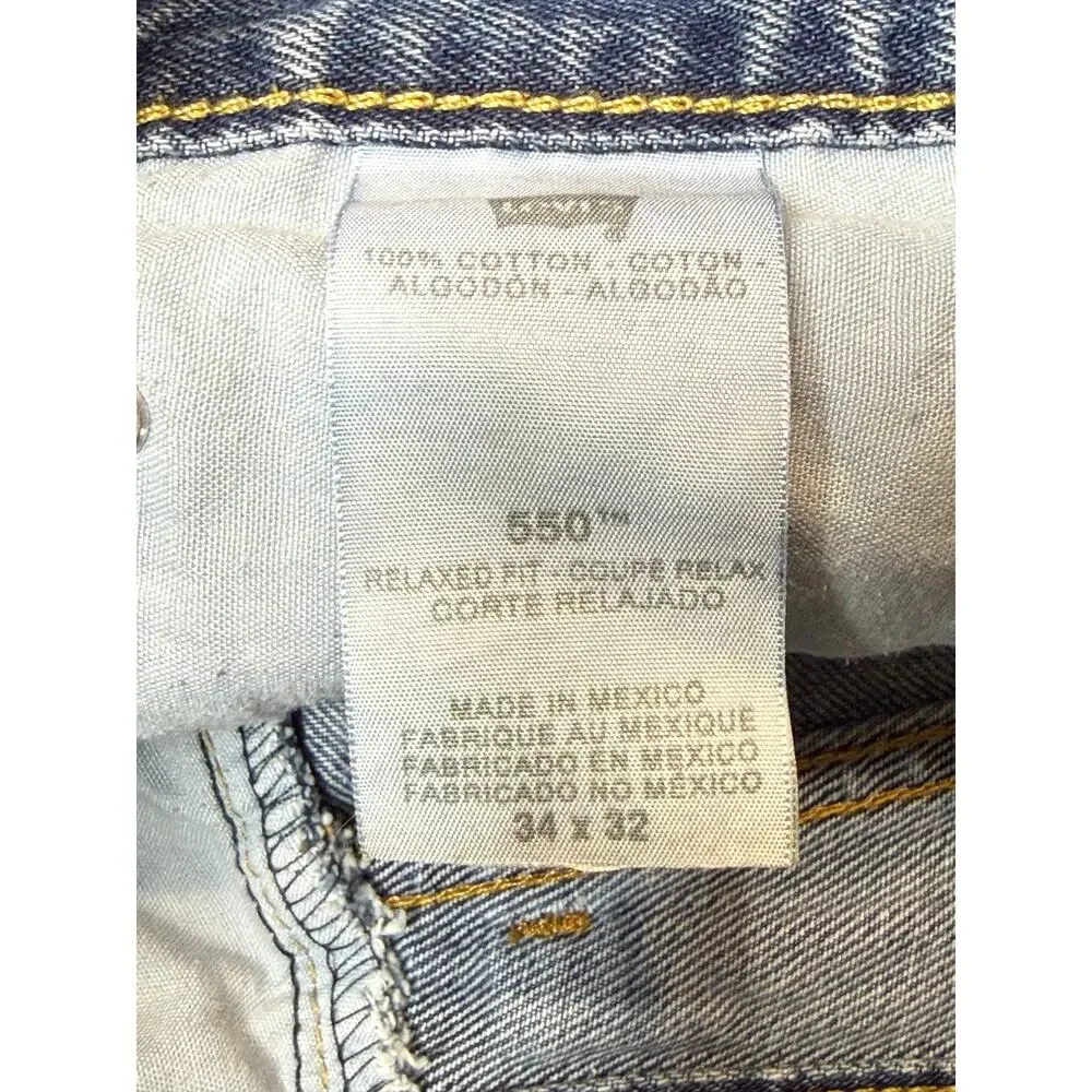 Mens Levi’s 550 Relaxed Fit‎ 34x32 Blue Denim Jeans Classic Straight